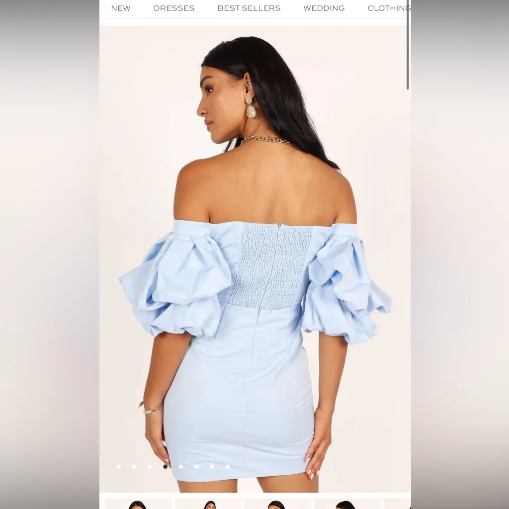 Petal & Pup Fern Puff Sleeve Mini Dress in Icy Blue - Image 5