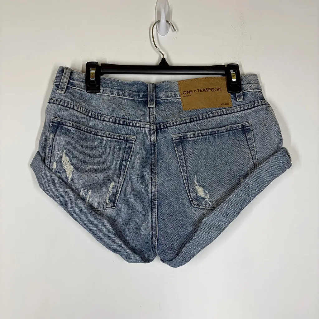 One Teaspoon Bandit Denim Jean Shorts Size 26 - Image 2