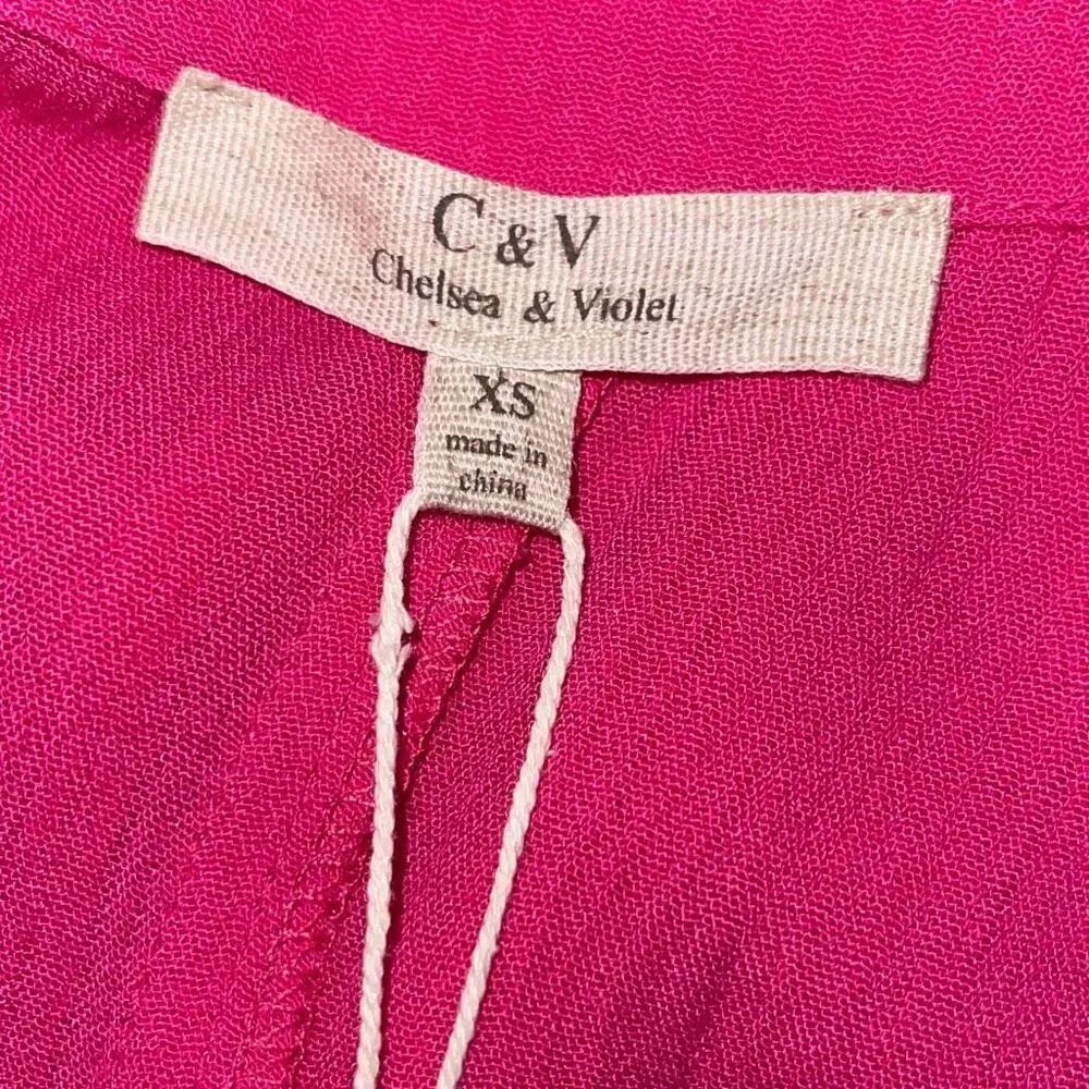 C&V Chelsea & Violet Womens Slit Cap Sleeve‎ Pleated Swing Dress Fuchsia XS NWT - Image 7