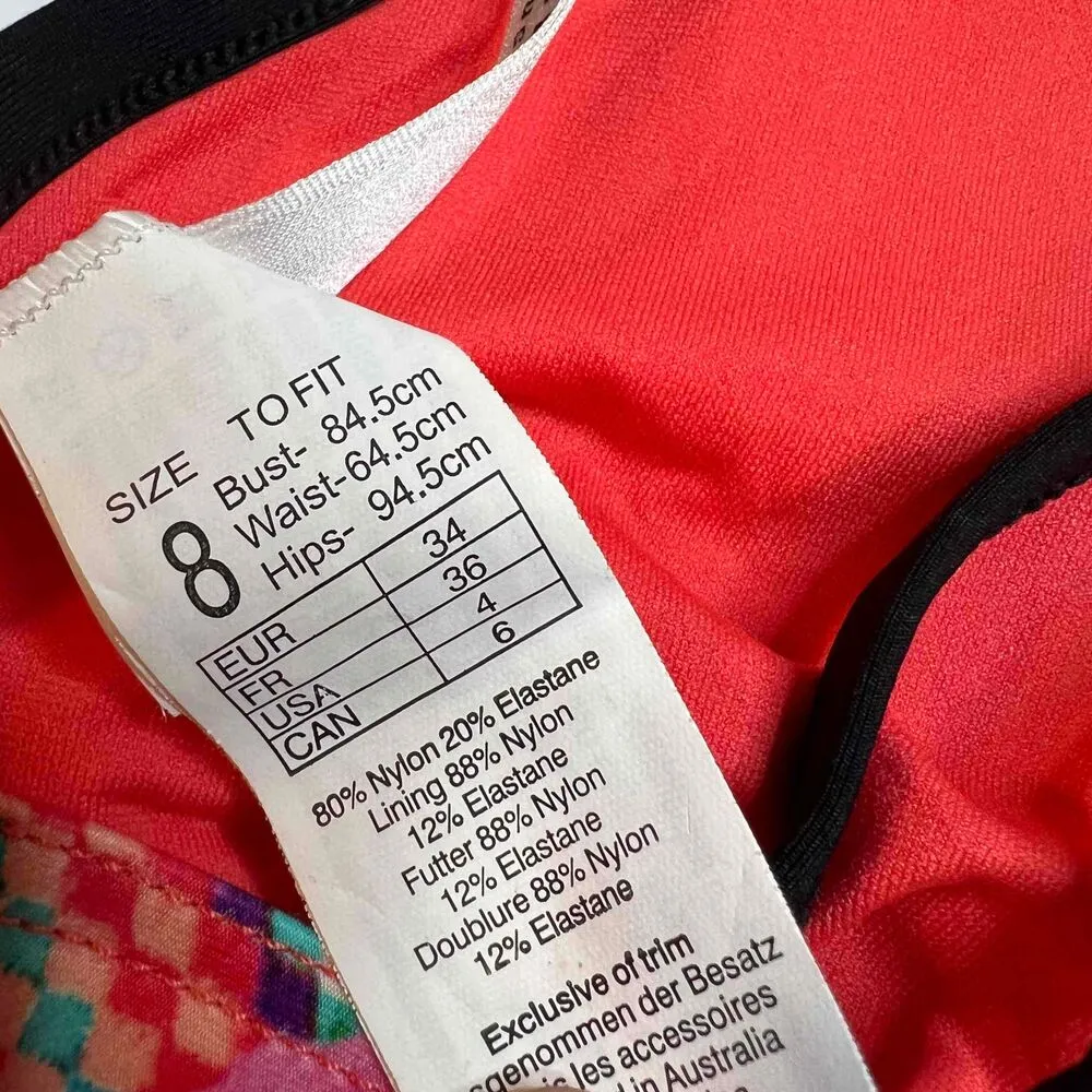 Seafolly Multicolor Print Reversible Strappy Triangle Bikini Top 8 AU 4 US New - Image 3