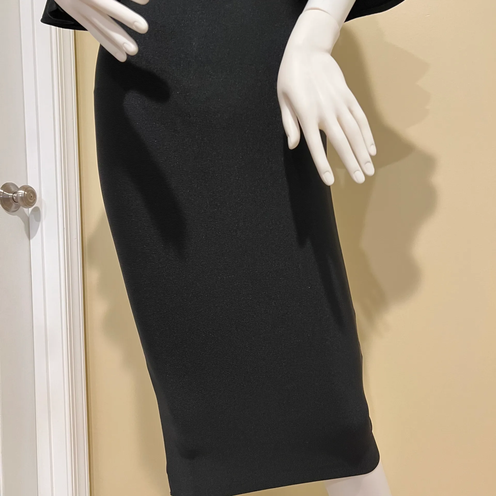 Ruffle Bandage Backless Midi Dress Open Back Slim Fit Bodycon Dress Party Dress Casual Dress Black Size XS - Image 6