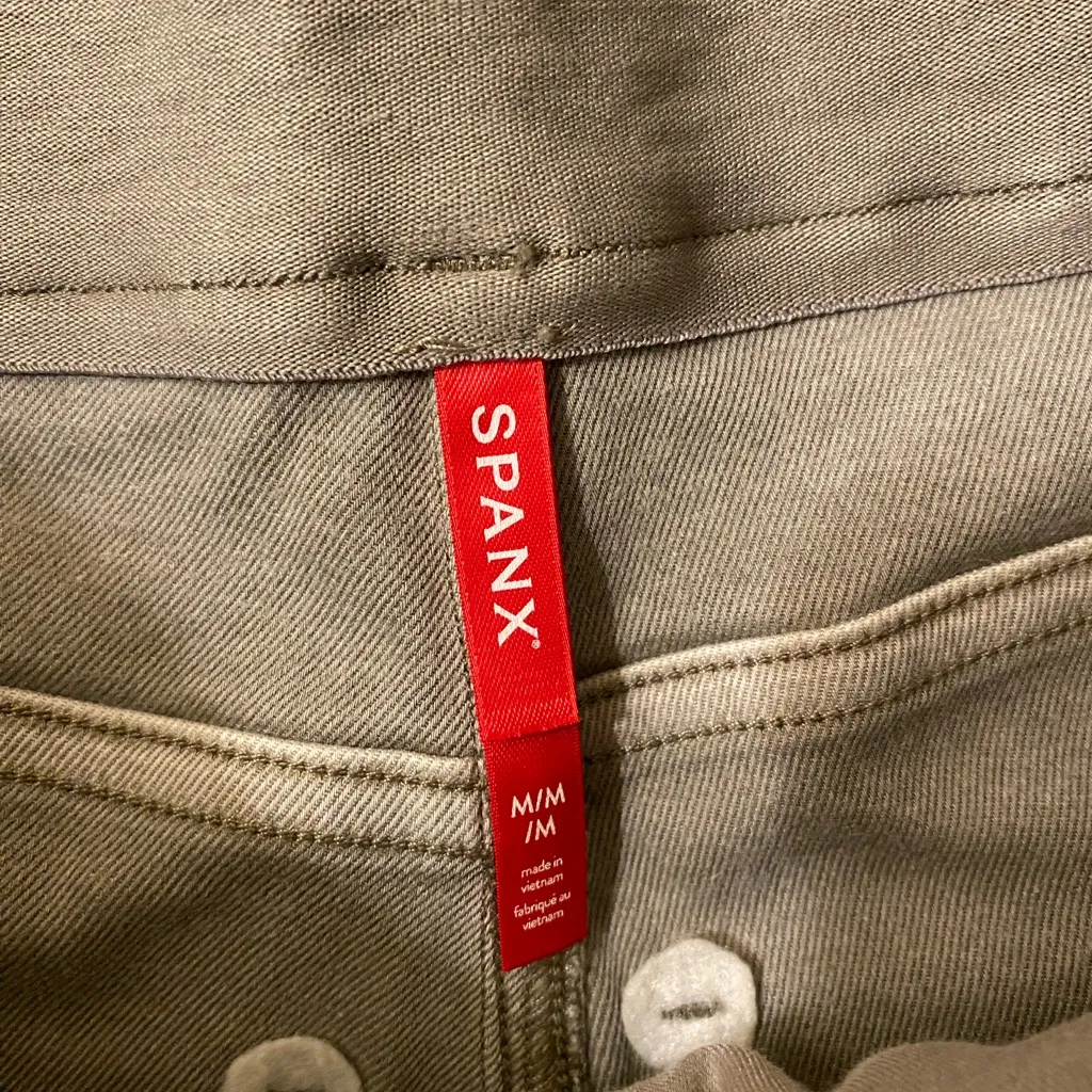 Women’s SPANX Olive Green Khaki Stretch Pull On  Pants Sz Medium - Image 3