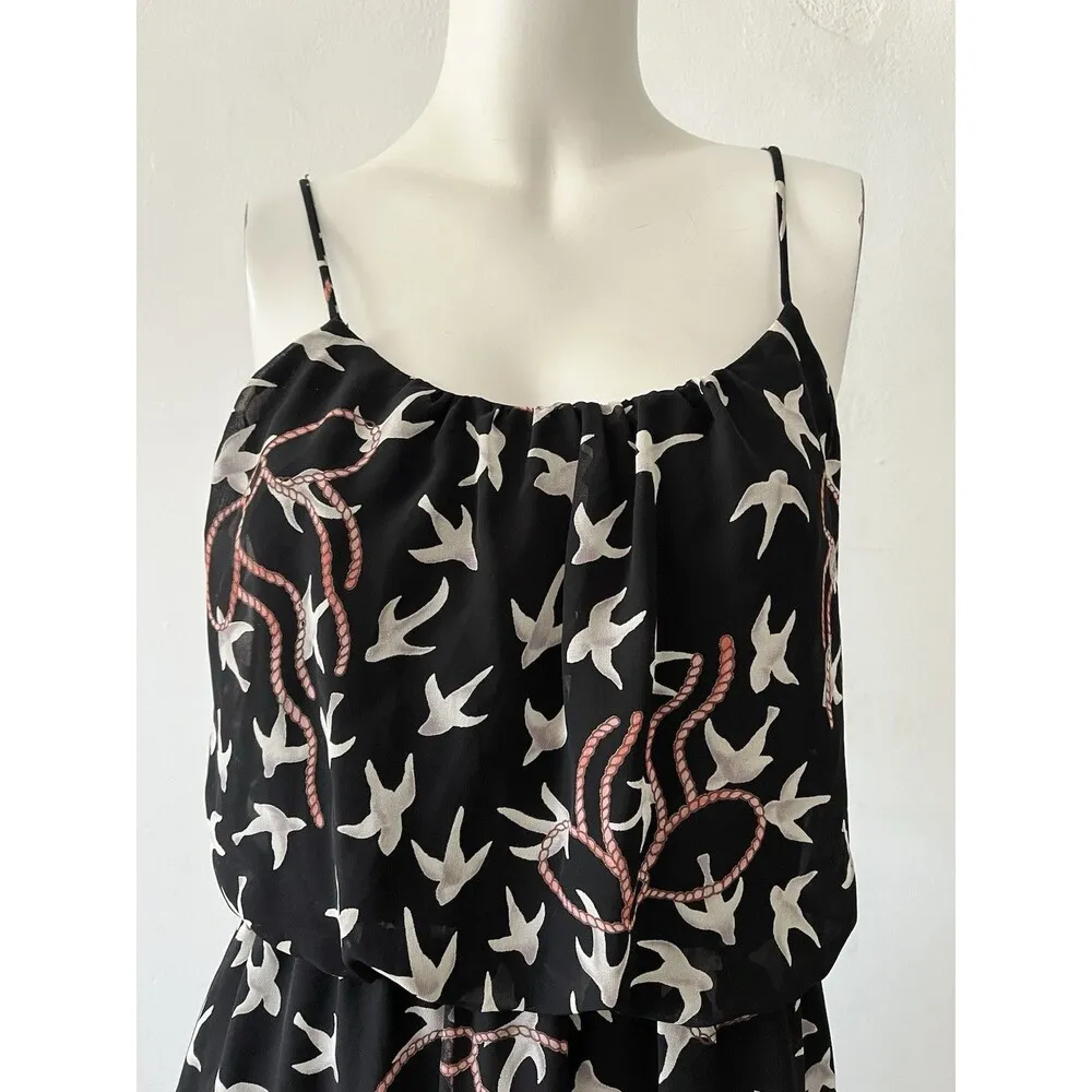 90s macy & taylor black scoop neck strappy fit flare dove Crane Dress Small - Image 6