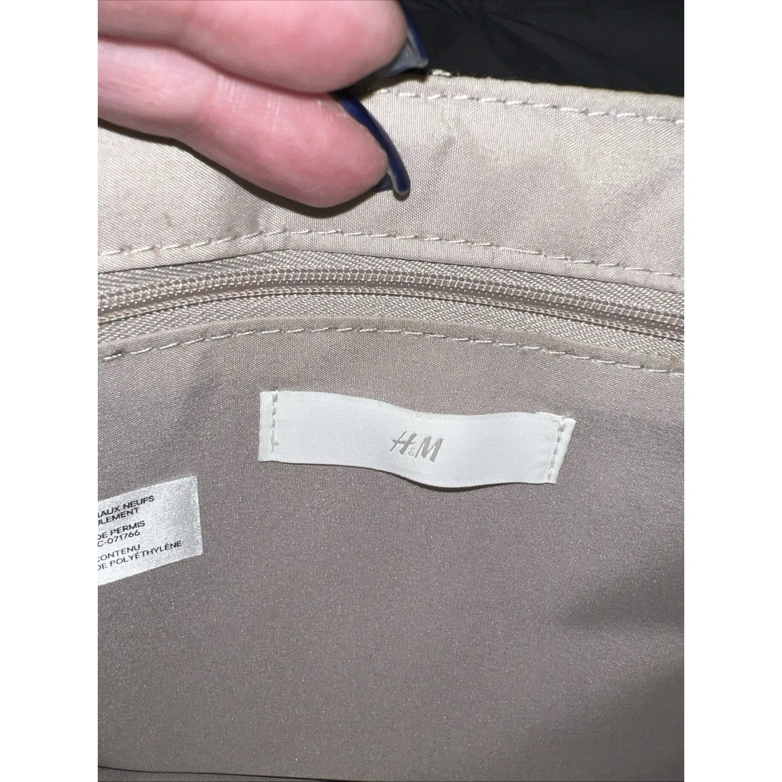 H&M Mini Tote Jacquard Tote Palm Tree Leaf Tropical Bag Crossbody Strap Blue EUC - Image 10