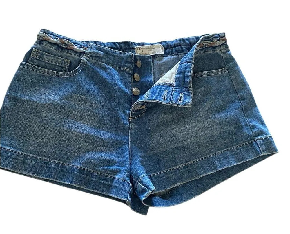 Free People Braided belt denim button fly shorts - Image 7