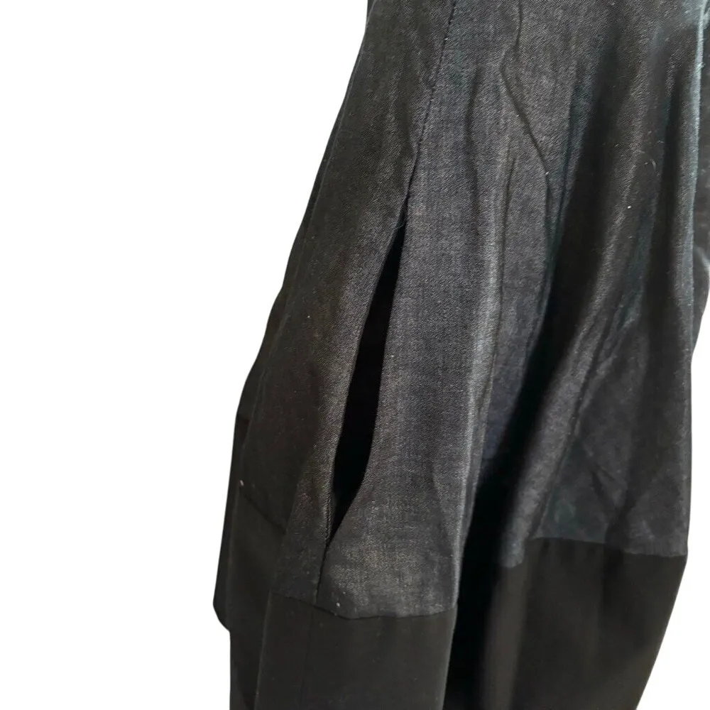 Gap Fit Flare Ballet Tank Dress Size 2‎ Black Gray Linen Colorblock Fairy Grunge - Image 3