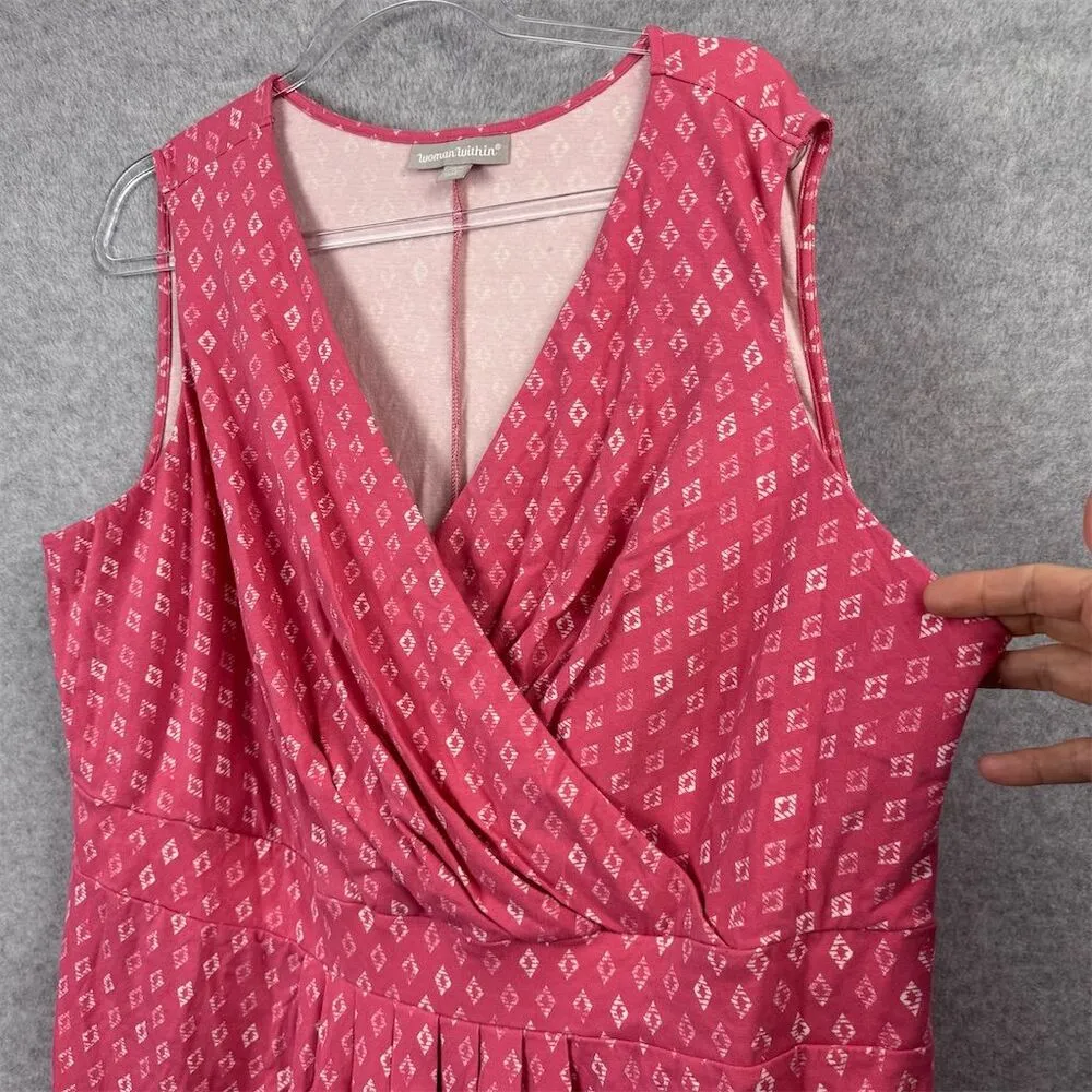 Woman Within Plus 1X Pink Sleeveless Knee Length Dress - Image 2