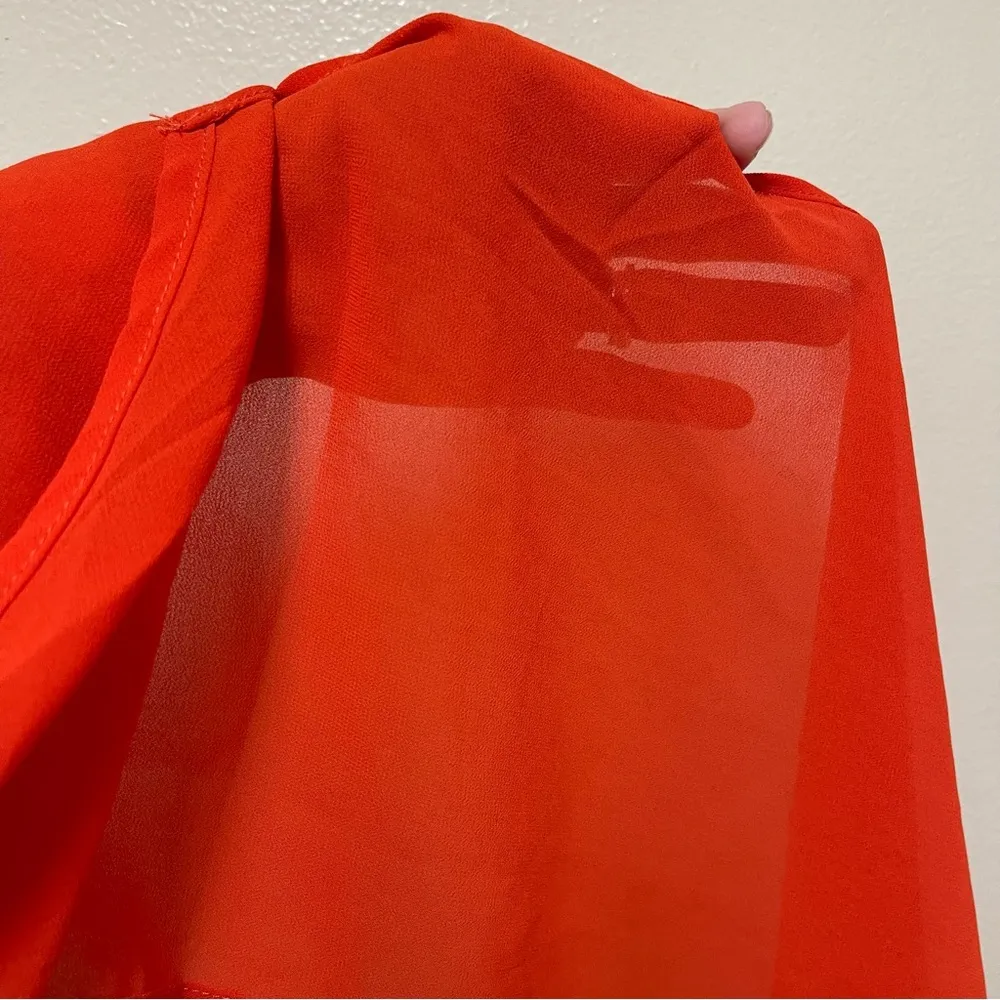 Hayden Orange Top Blouse Tunic High Low Sheer M boho cruise wear short sleeves - Image 9