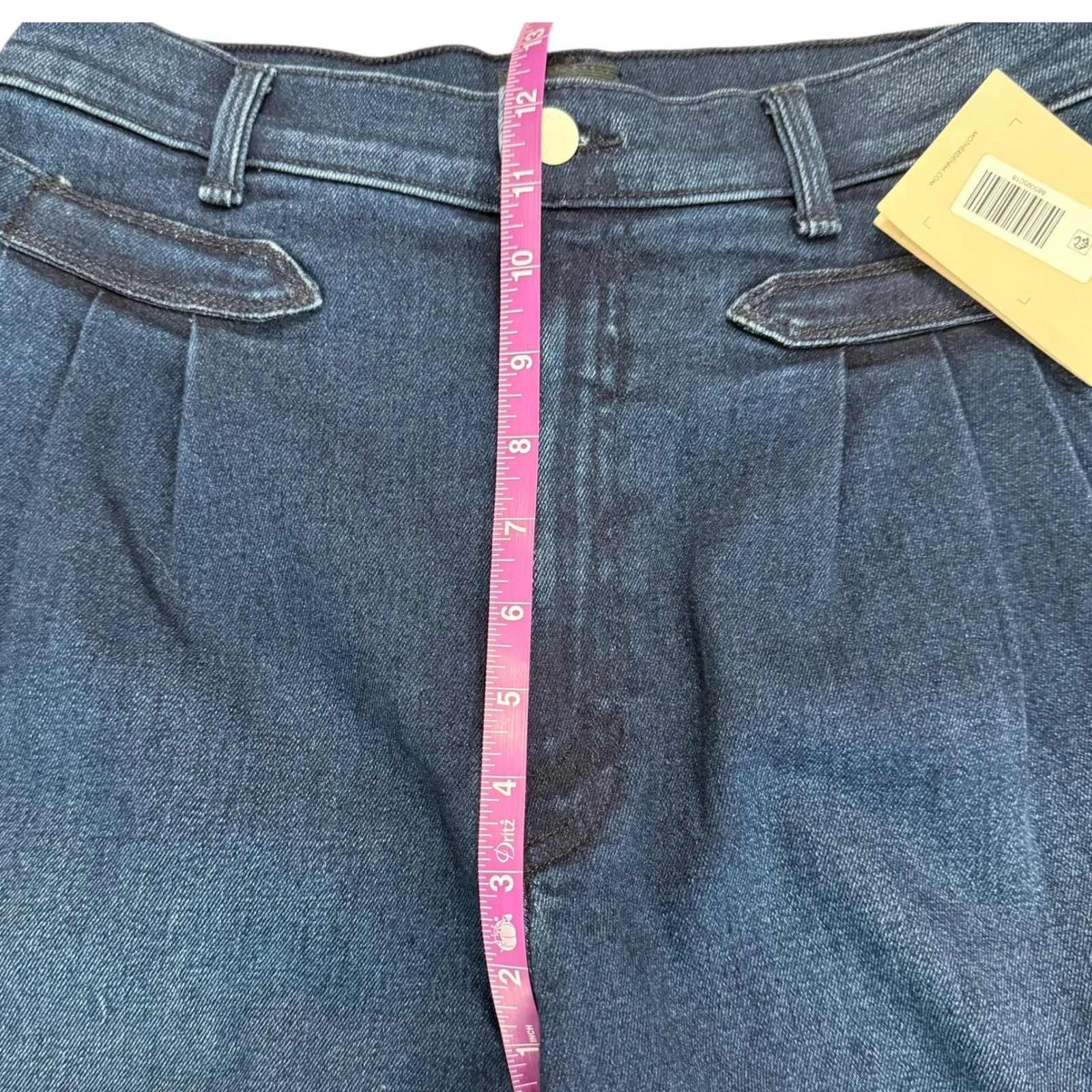 MOTHER The Tabby Tune Up Skimp Jeans Dark Wash Pleated Straight Leg Size 28 Blue - Image 15