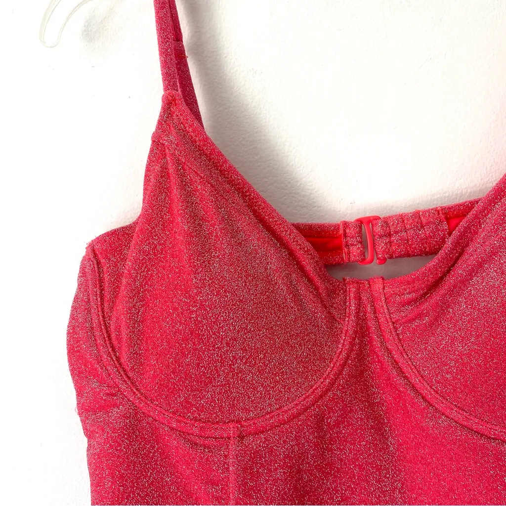 Good American Sparkle Show Off Underwire One Piece Swimsuit Coral Pink size 4 - Image 5