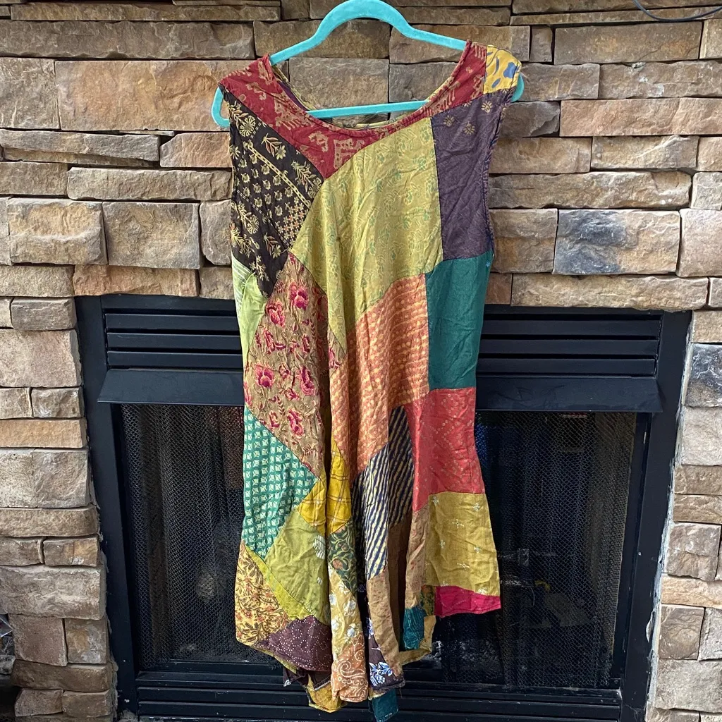 Bohemian Kantha Cotton Patchwork Sleeveless Dress - Image 6