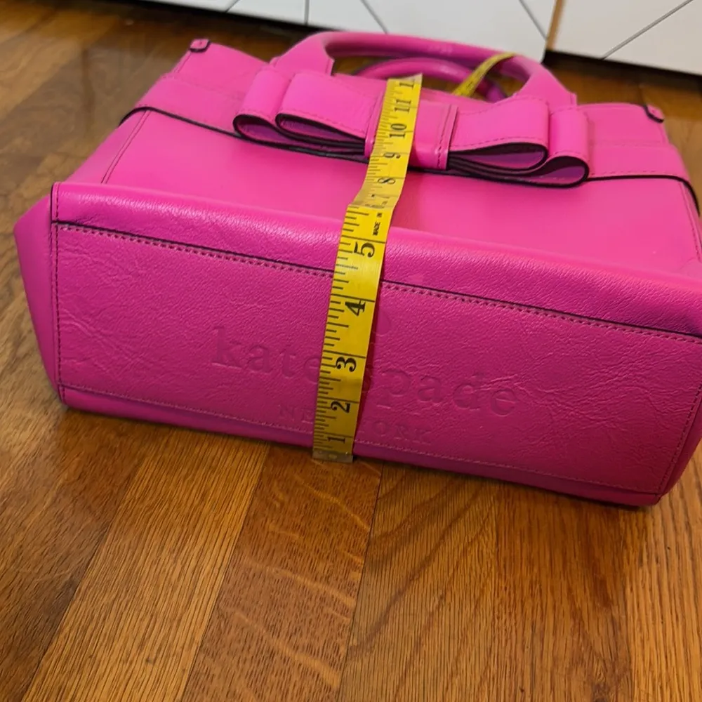 Kate Spade Villabella Quinn Leather Pink Bow polka Dot Purse Tote Bag - Image 4