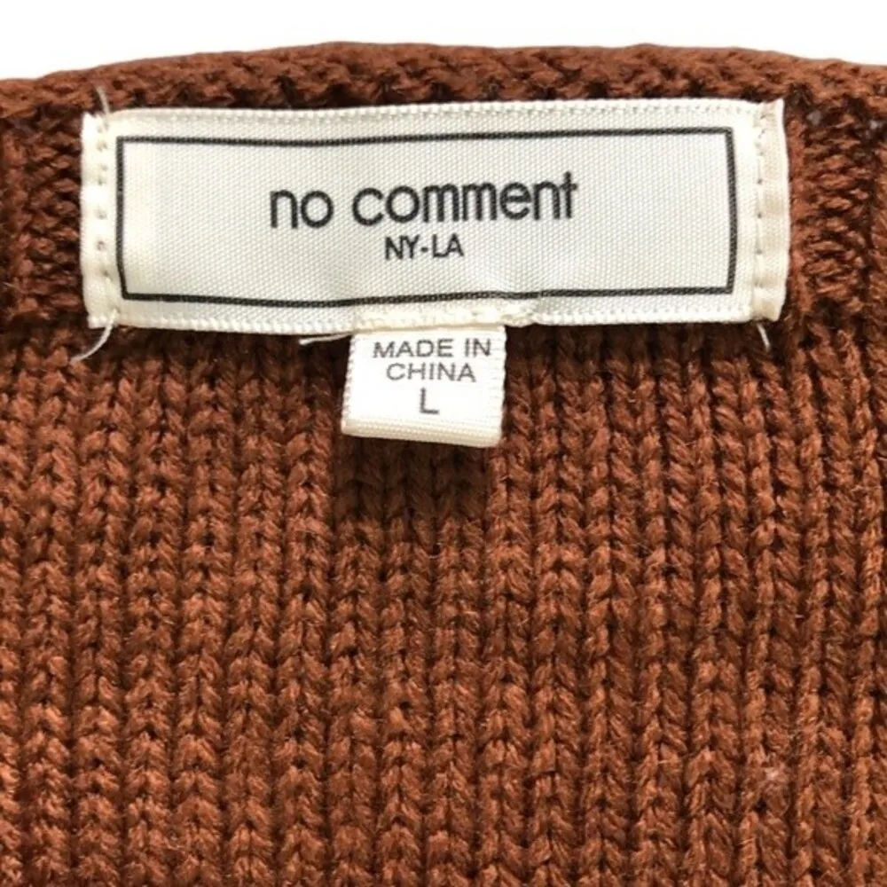 No Comment Brown Cable Knit Cropped Tank Top - Image 5