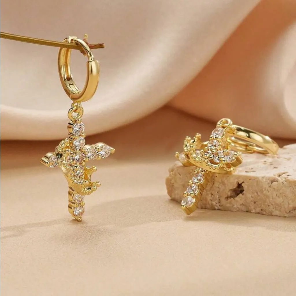 Gold Cross Earrings - Image 4