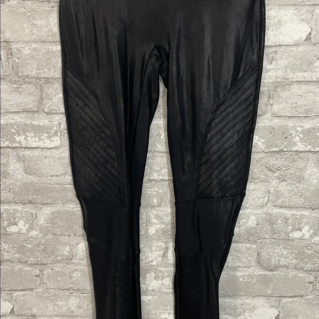 SPANX Black Faux Leather Leggings - Image 3