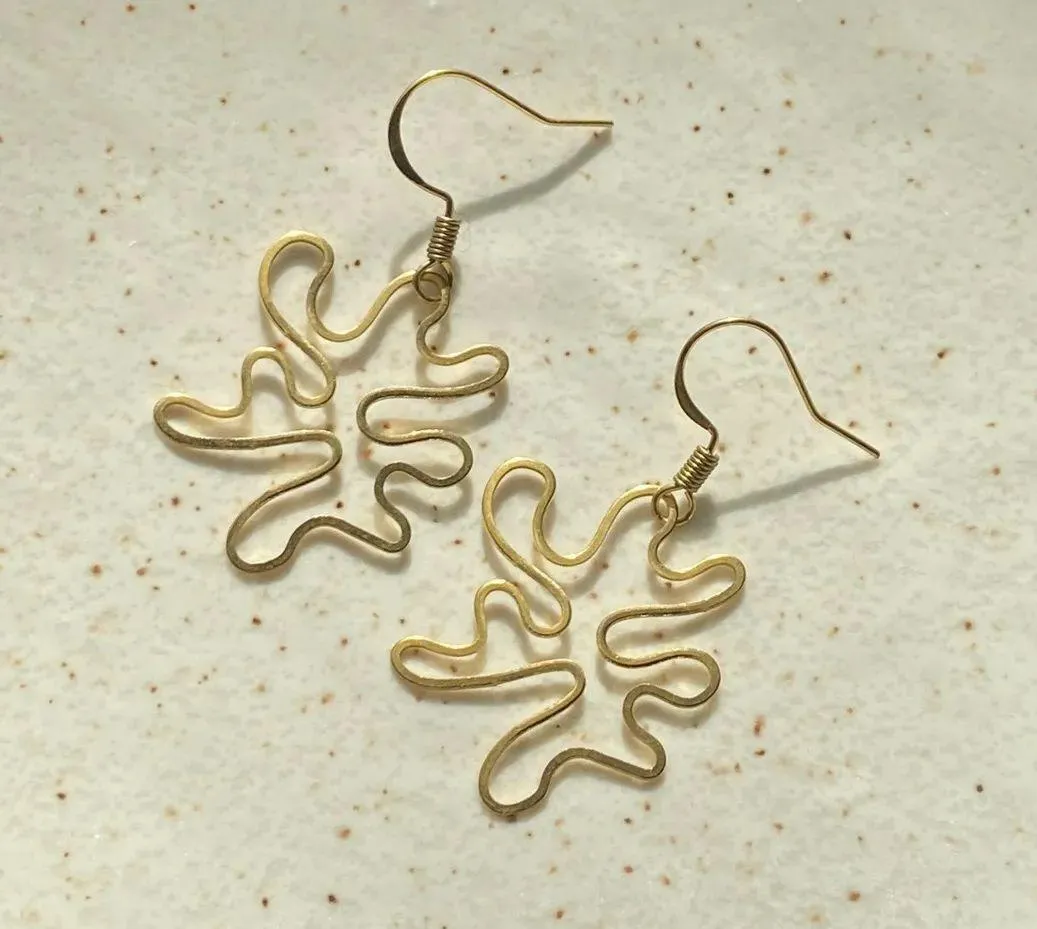 unique retro vintage hippie fairy boho funky style irregular shaped brass earrings☀️ - Image 4