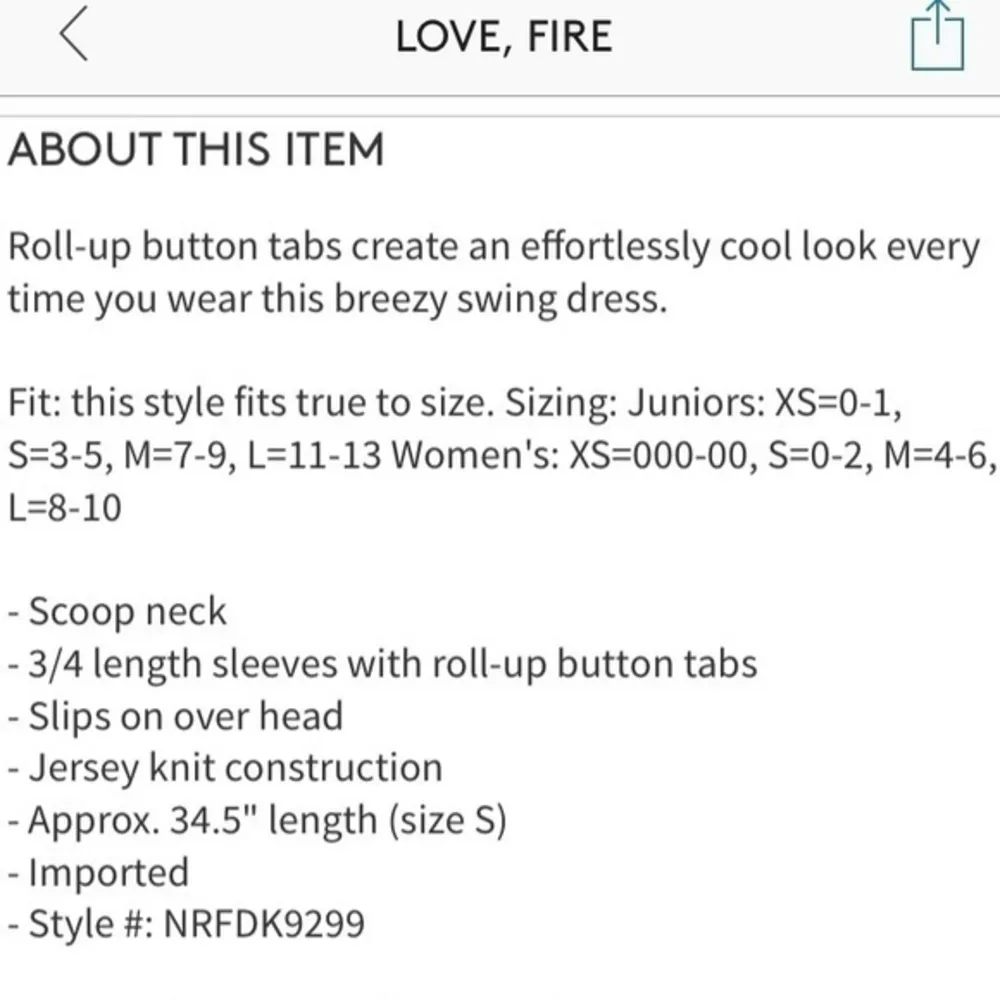 NWT Love, Fire Black Swing Dress Loose Slub Jersey - Image 3