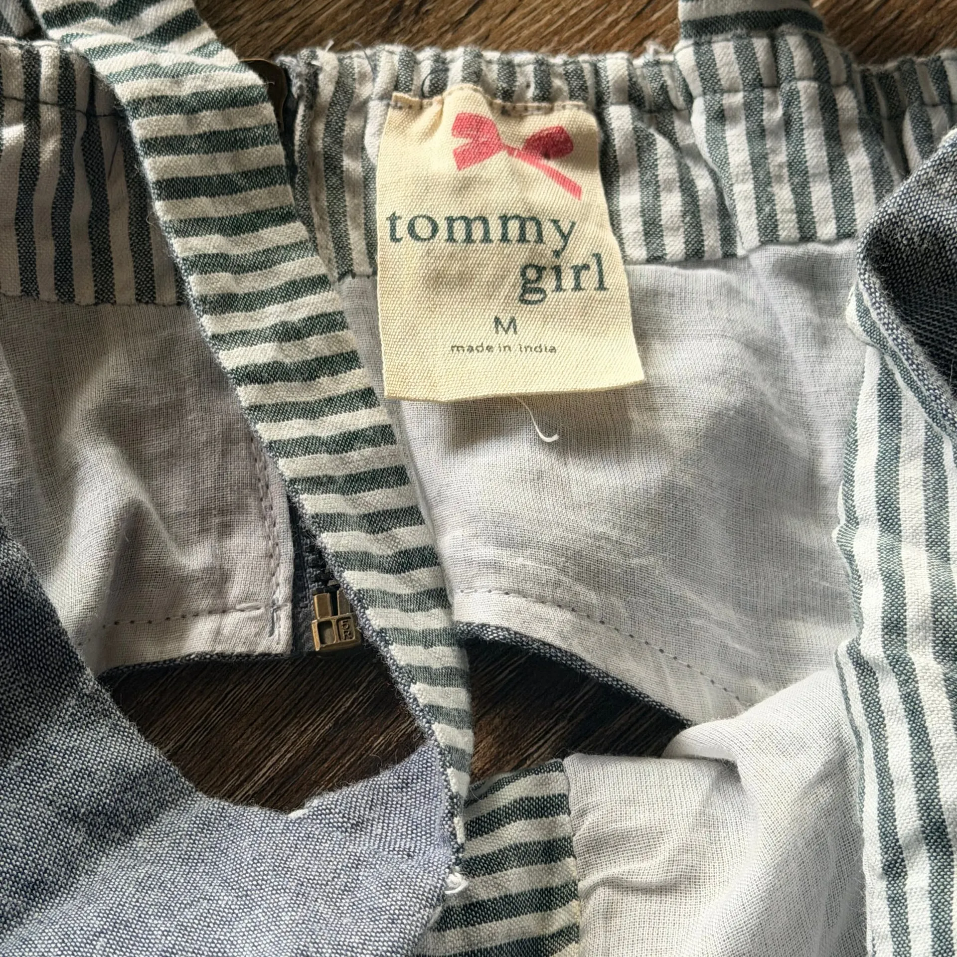 Tommy Girl Chambray Denim Mini Dress with Striped Straps, Size M Blue - Image 6