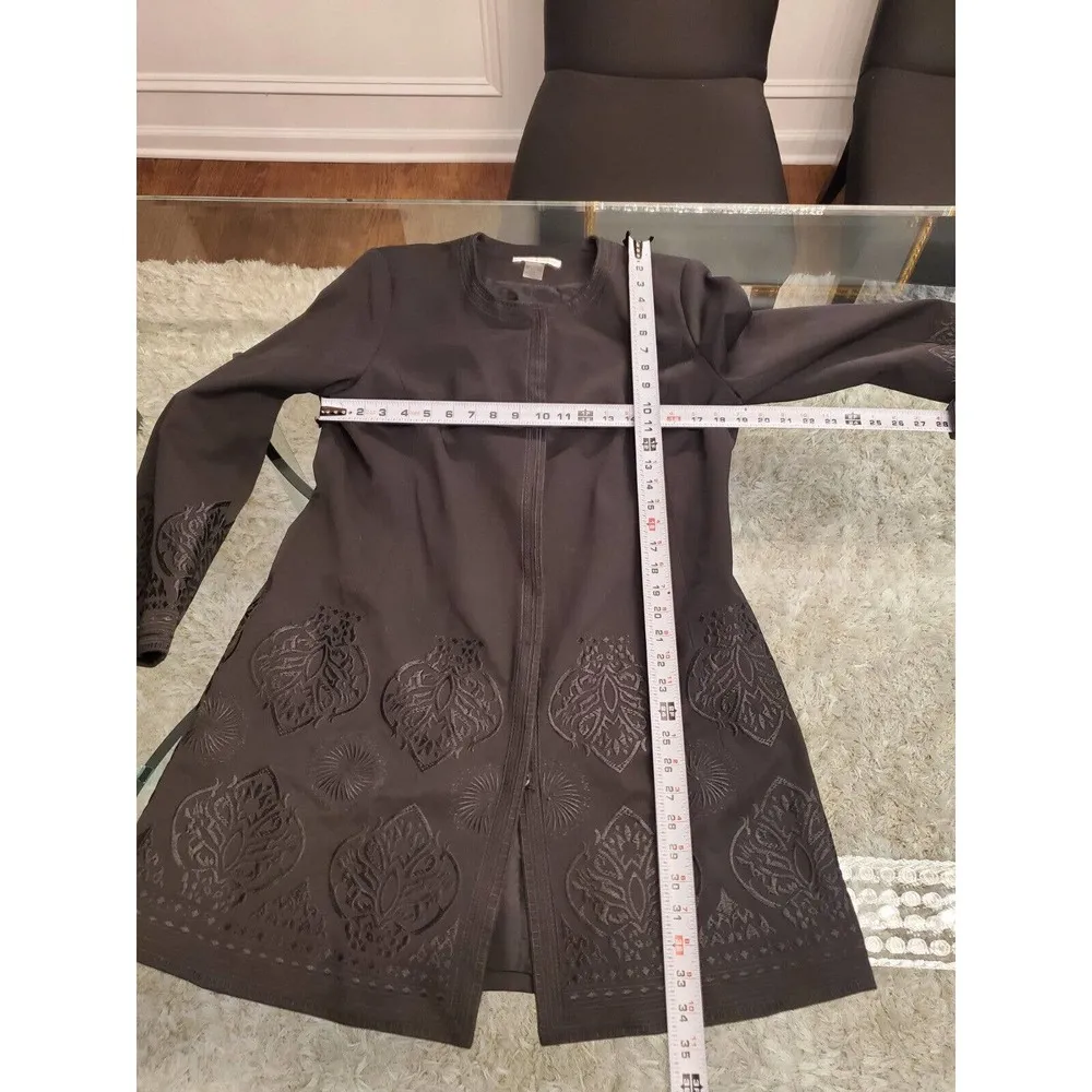Peter Nygard Women's Black Embroidered Long Sleeve Button Front Jacket Size 12 - Image 8
