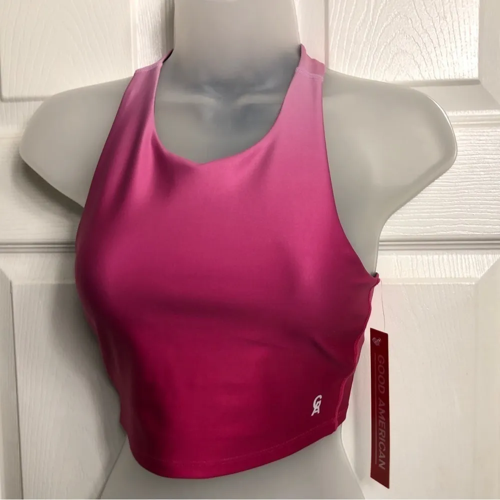 GOOD AMERICAN GA Sports Bra Ombré Pink Racerback size  1  Small Cropped Barbie - Image 11