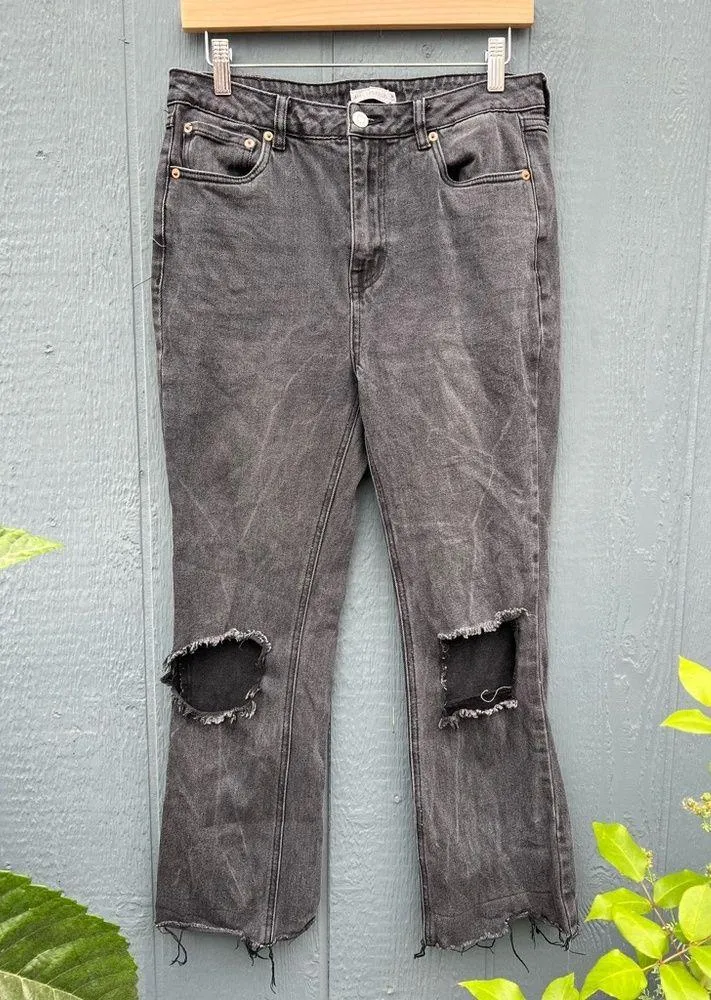 Avec Les Filles Straight Mom Jeans Distressed Washed Black Size 28 - Image 5