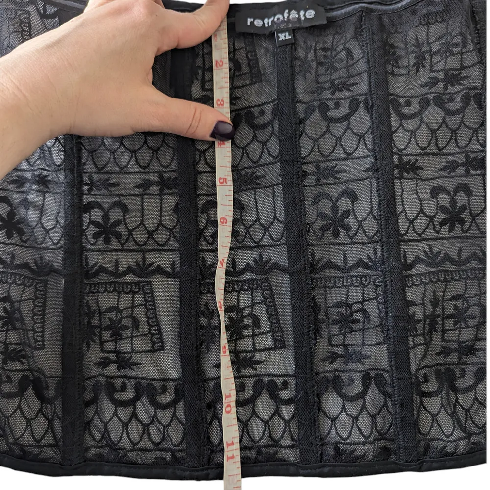 Black Strapless Mel Sheer Lace Bustier Exposed Zip Front Size XL - Image 8