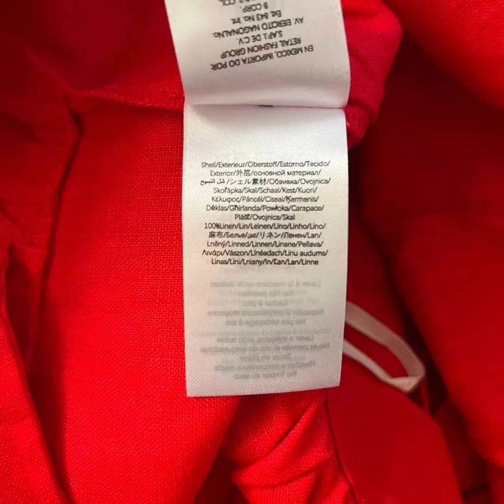 NWOT Farm Rio Red Mixed Buttons Linen Midi Skirt Elastic Waist Size M - Image 12