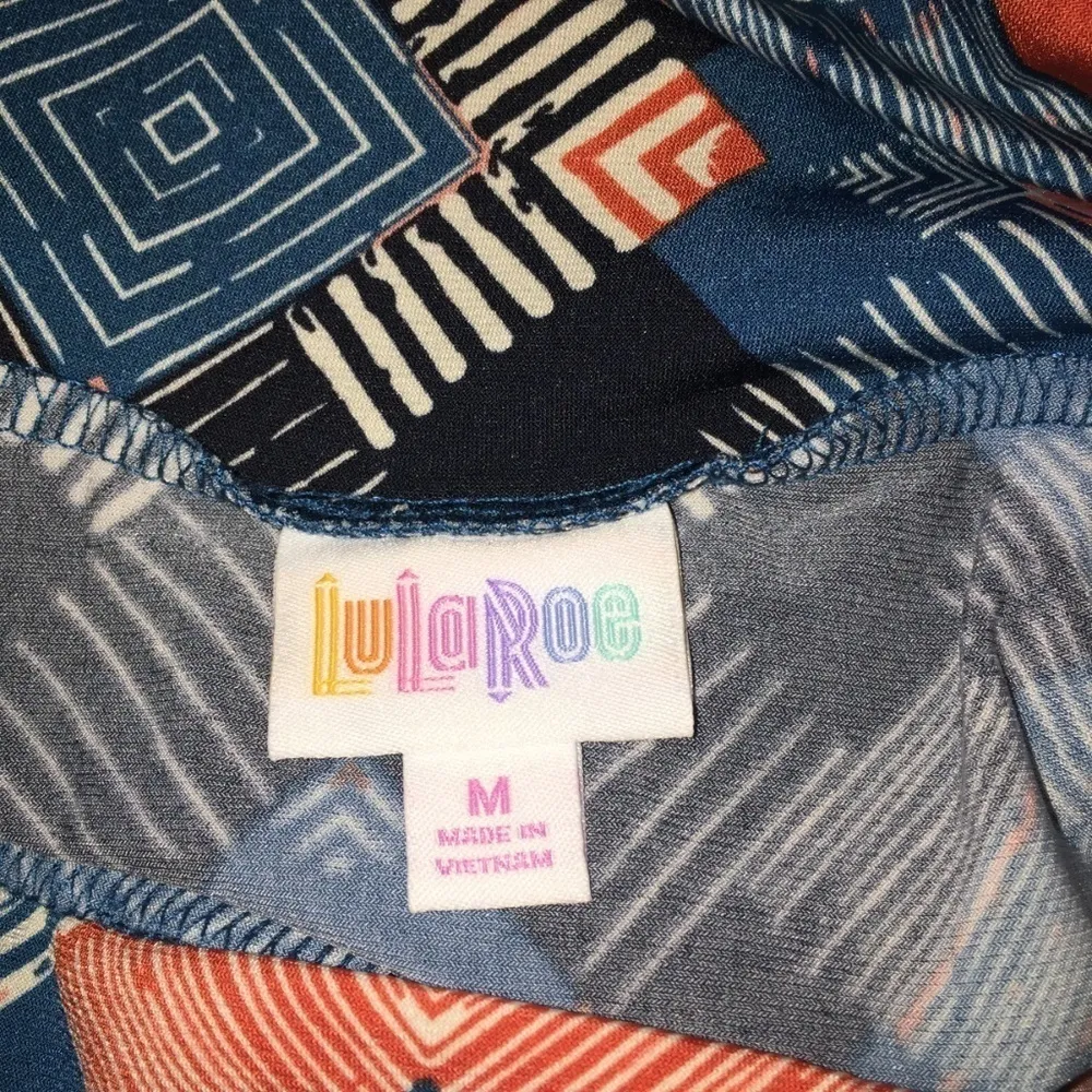 NWT Lularoe Black, Blue and Orange Diamond Azure Size M - Image 2