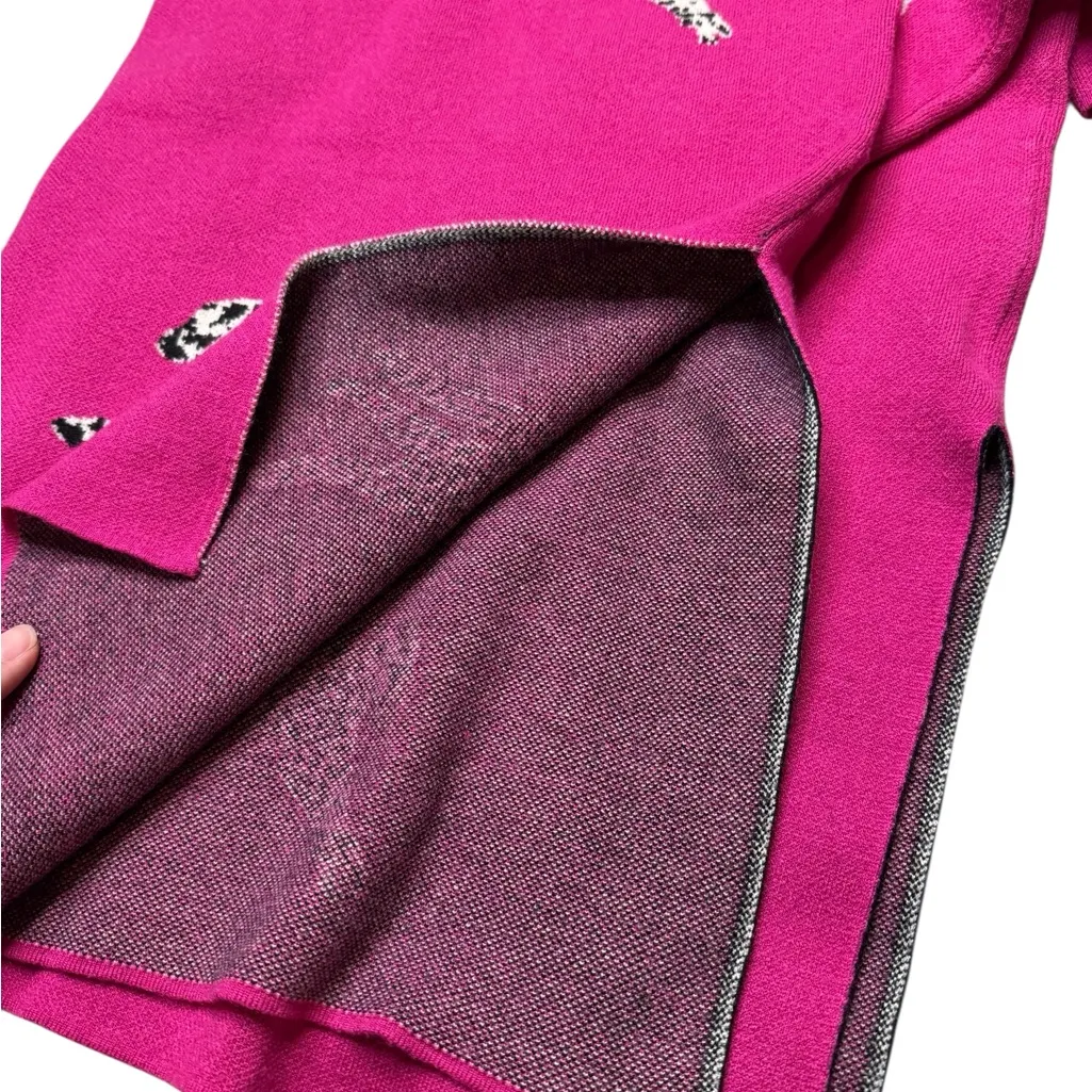 Entro Fuchsia Oversized Sweater with Cheetah Leopard Print Small - Image 5