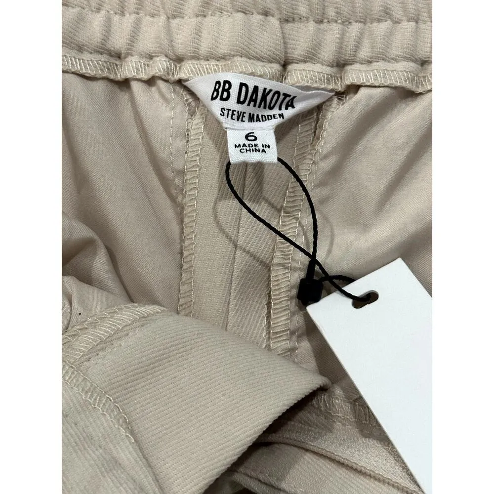 BB Dakota Steve Madden Khaki Pleated Joggers Size 6 - Image 4