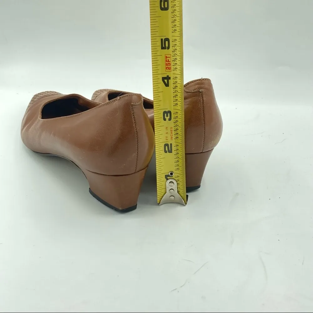 Amalfi Simpson Horsebit Basket weave brown leather Loafers slip on dress casual Size 7 - Image 3