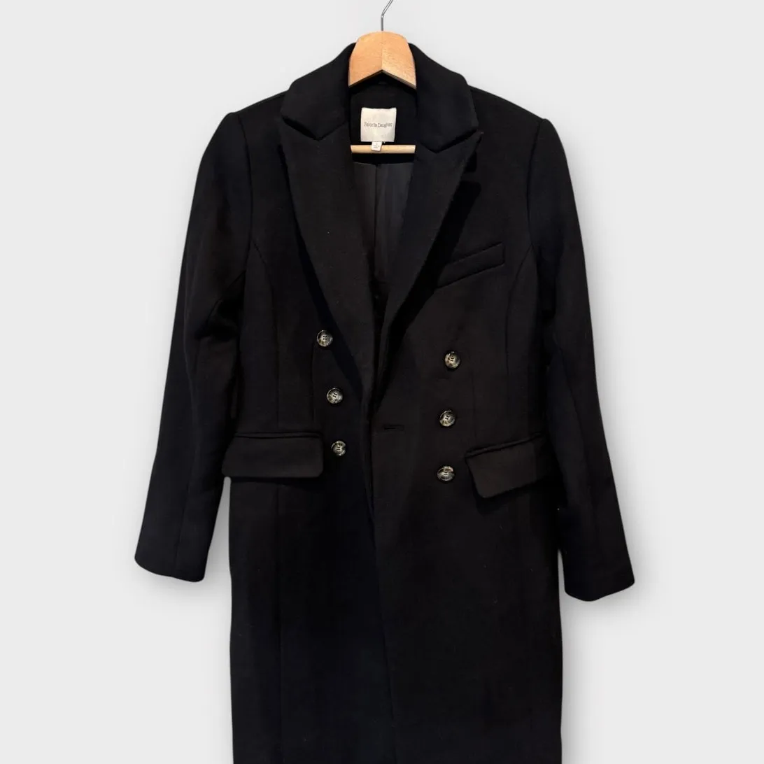 Favorite Daughter The Simon Double Breasted Longline Coat Size Small Black - Image 9