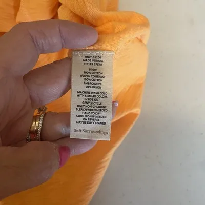 Soft Surroundings Sz Xl Short Sleeve Orange Shift Dress Embroidered‎ Cotton NWT - Image 8