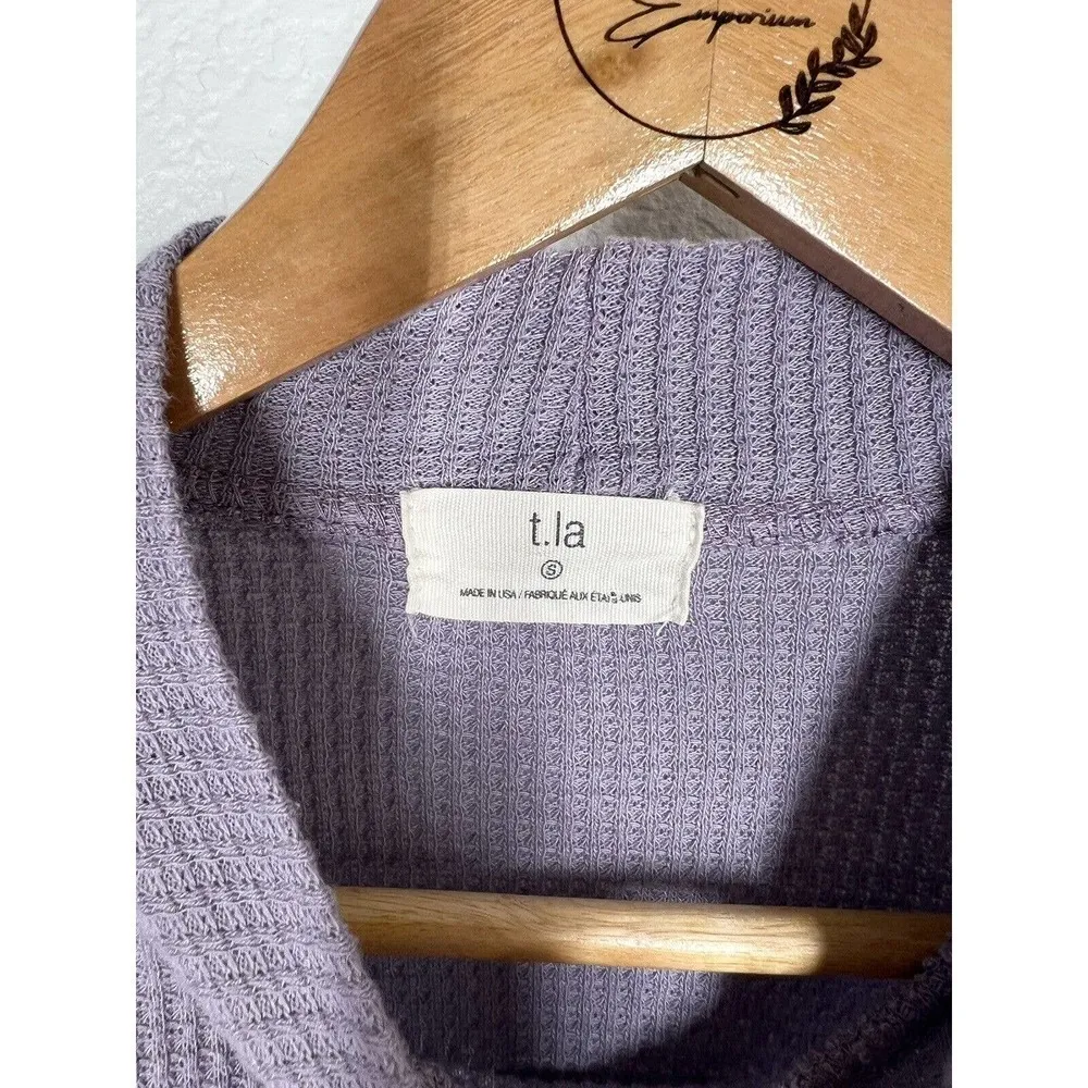 Anthropologie T.la Small S Lavender Sloane Knit Tunic Top Asymmetric Waffle Knit - Image 3