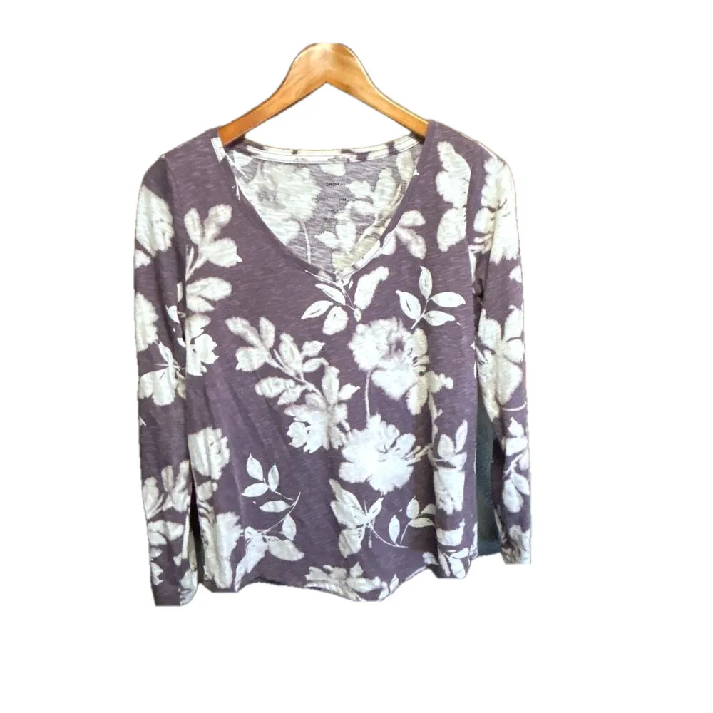 Sonoma Goods For Life Floral Henley Top - Size Petite Medium - Image 2
