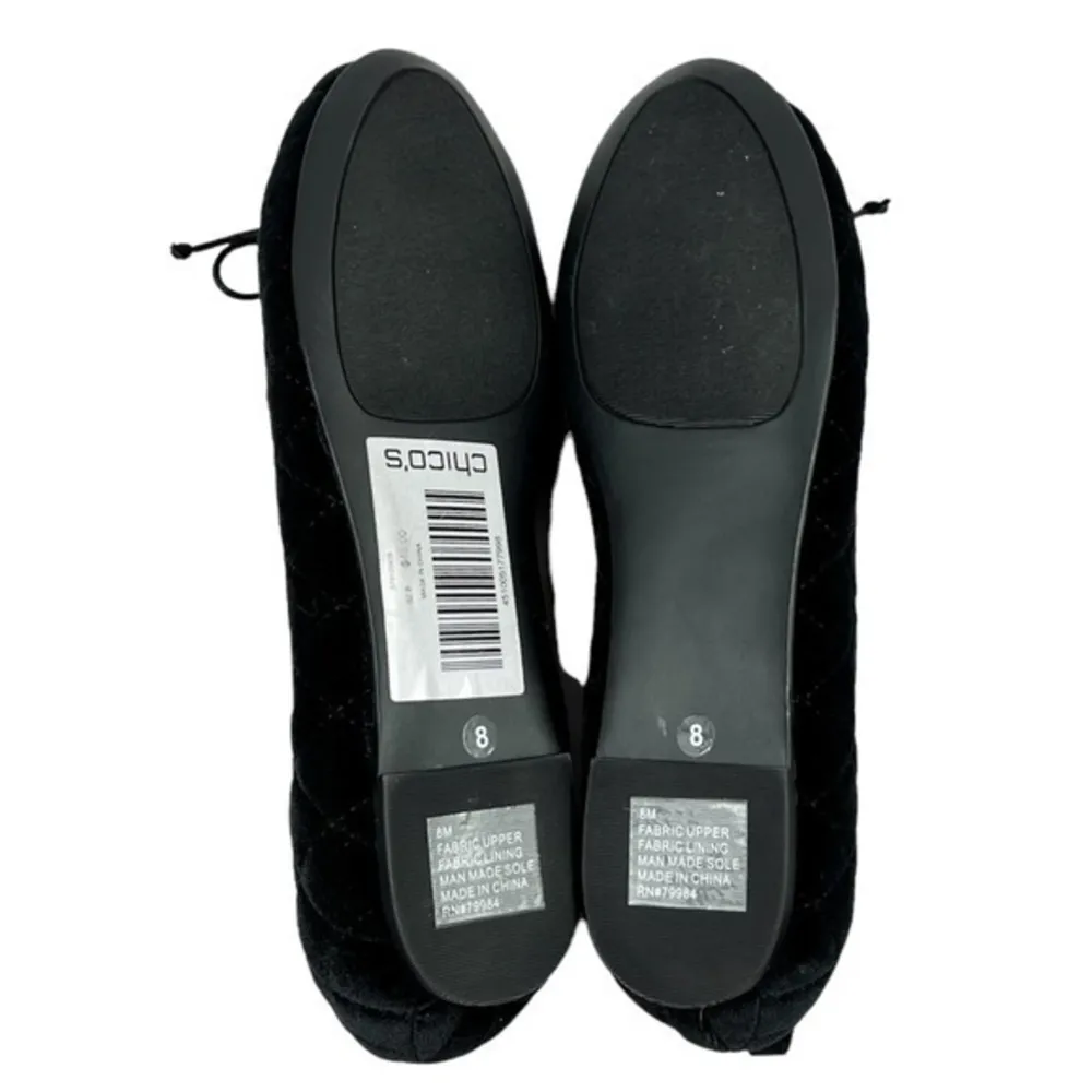 Chicos black velvet ballerina flats size 8 - Image 3