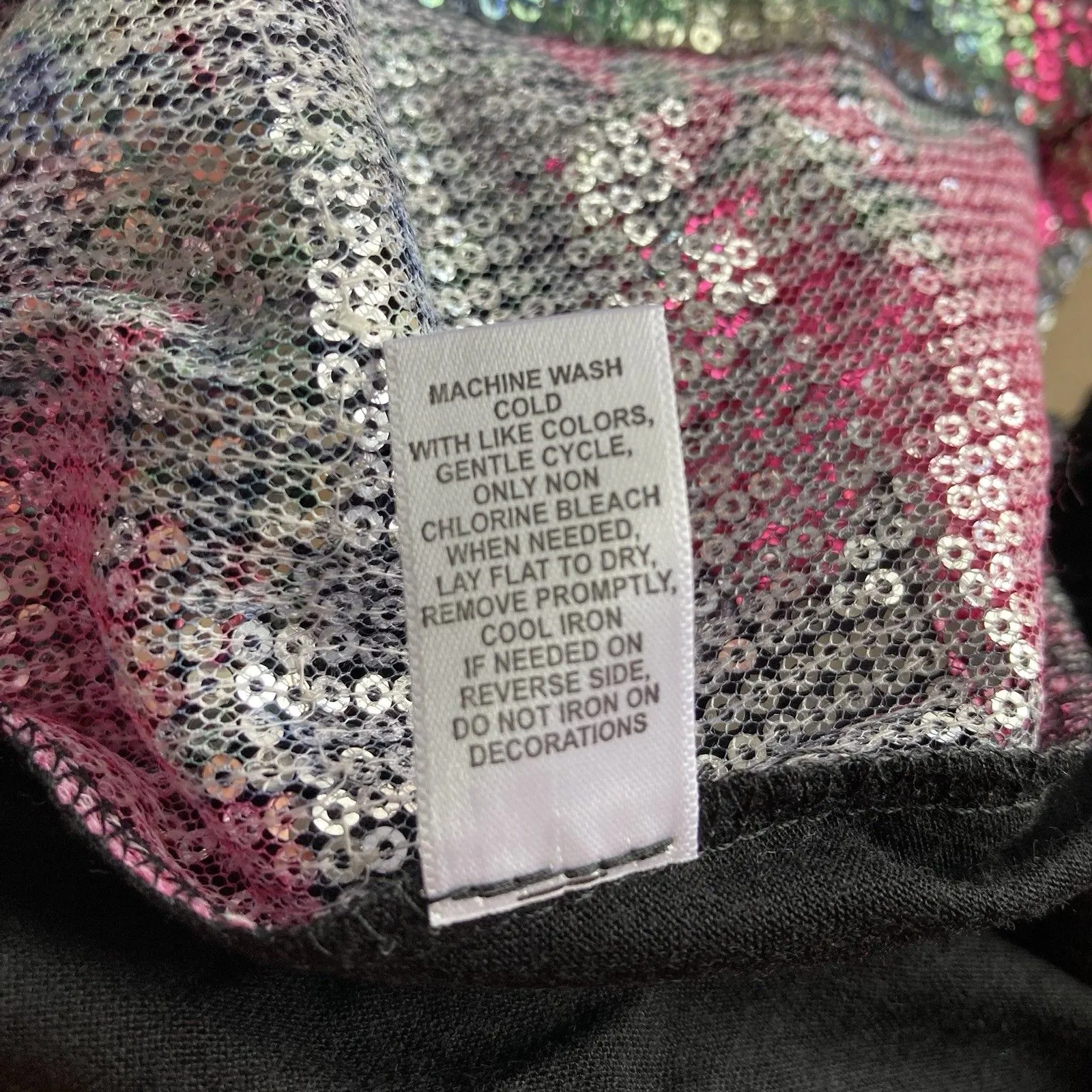 Sequin Party Top L Floral Sheer Shimmer Blouse NYE New Years Sparkle Whimsigoth - Image 14