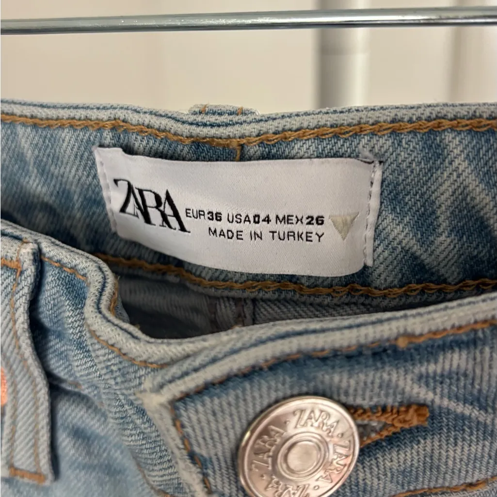 Zara Light‎ Wash Distressed Mom Jeans - Image 7