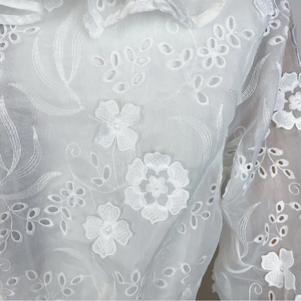 Elliatt Delphi Embroidered Lace Midi  Dress in White Bridal Wedding Ready - Image 10