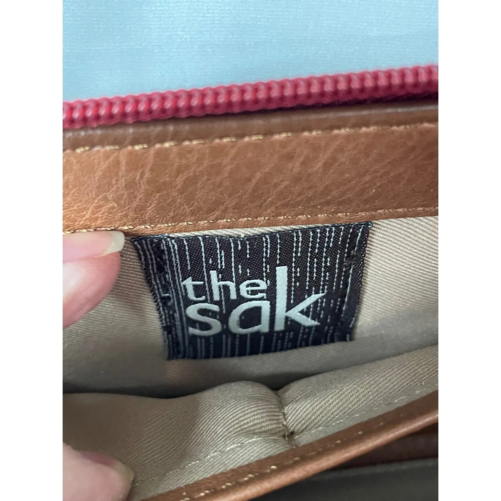 The Sak Red Nylon Crossbody Wallet Phone Bag Adjustable Strap - Image 8