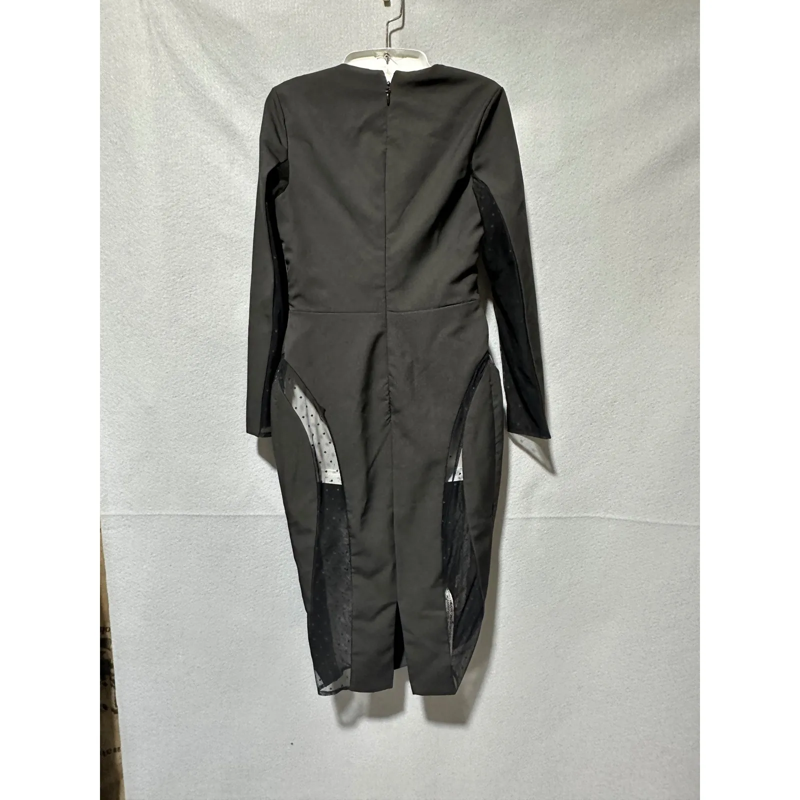 House of CB Black Nilda  Long Sleeve Sheer Panel Bodycon Midi Dress new size S - Image 8