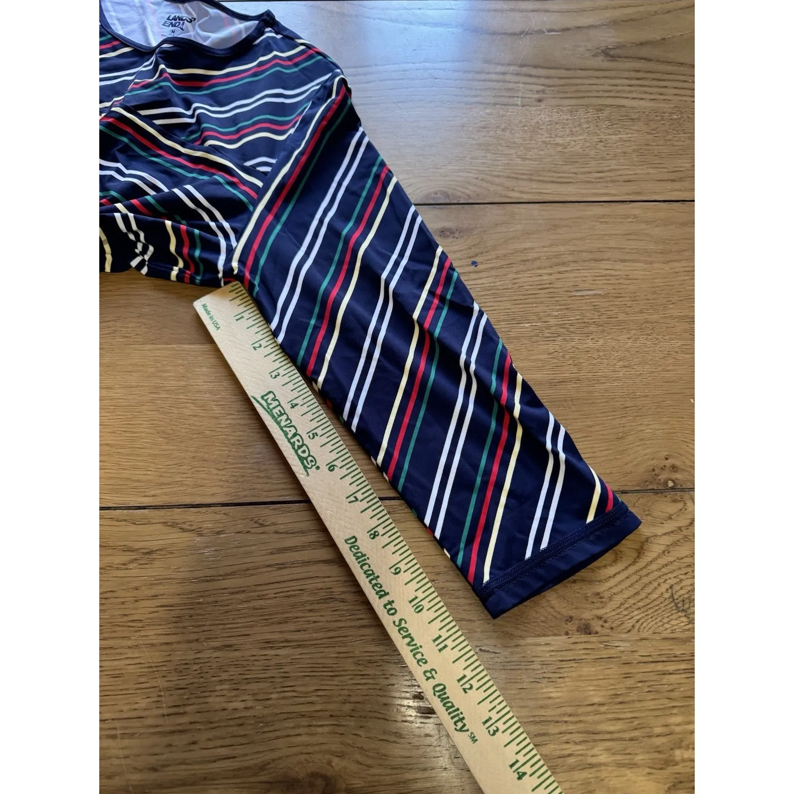 Lands End Women Sz Medium Women Striped Blouse Stretch 3/4 Sleeve Modern Casual - Image 7