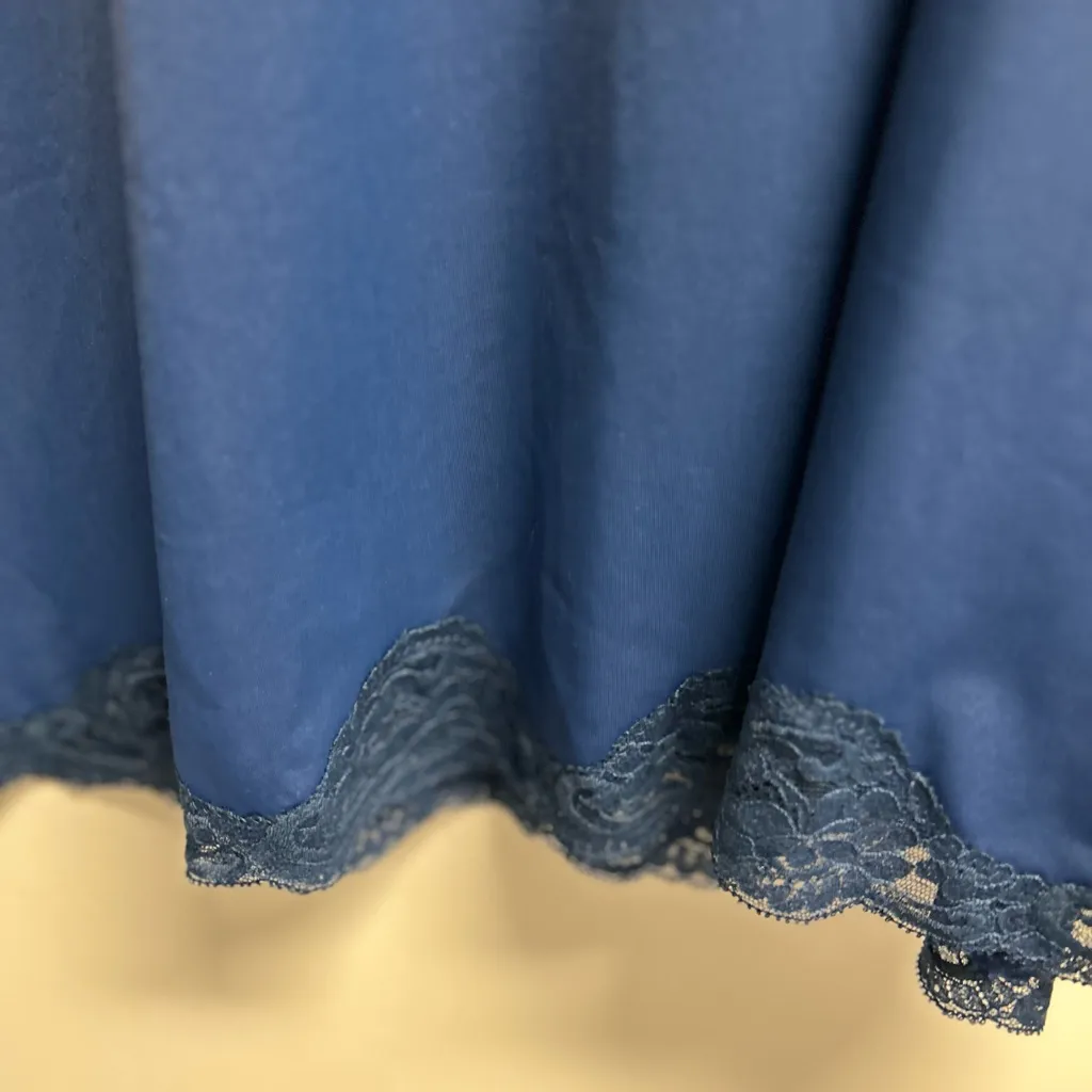 Vintage Navy Blue Lace Trim Slip Size M - Image 4