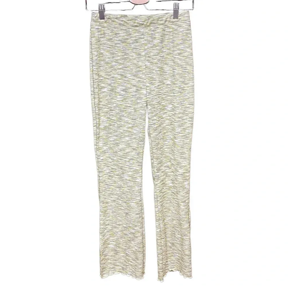 Lisa Says‎ Gah Josie Ribbed Space Dye Flare Pants Honeydew Green Size Small - Image 3