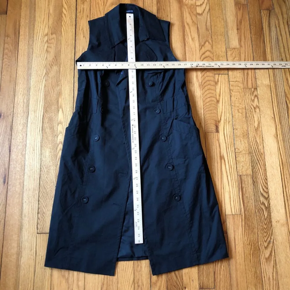 Magaschoni EUC Women's Sleeveless Black Button Front Collared Dress - Image 2