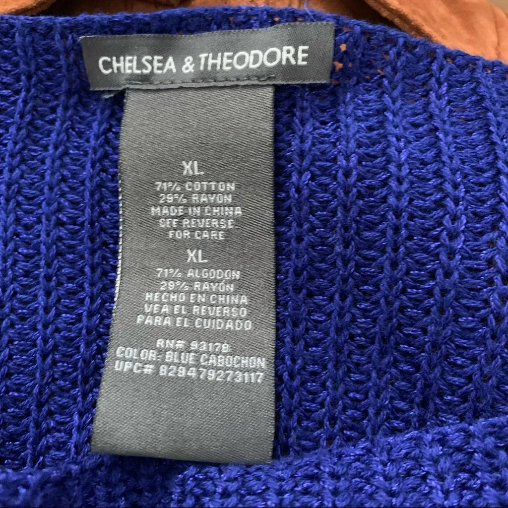 Chelsea & Theodore Royal Blue Cotton Blend Sweater Size XL - Image 3