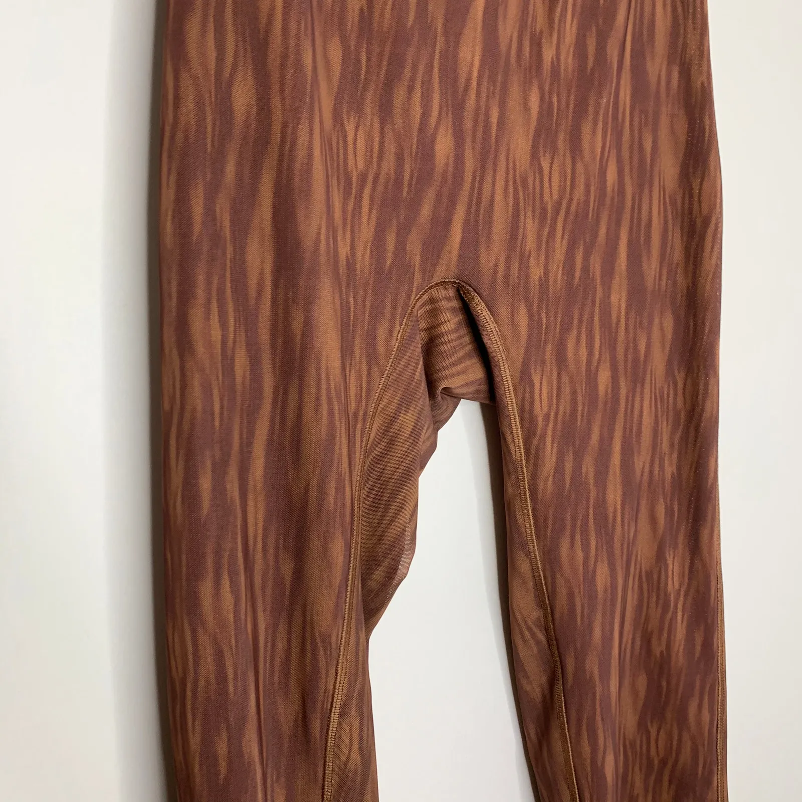 House of CB Erin Mesh Chocolate Brown Print Flare Pants Womens Small - Image 6