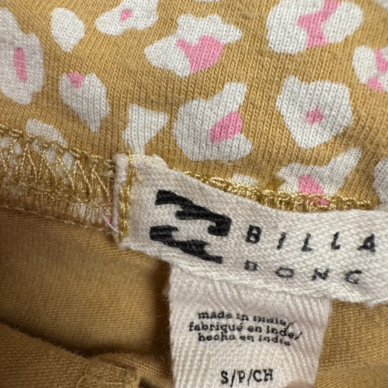 Billabong Leopard Print Bike Shorts Women's S P Gold‎ White Pink Athletic - Image 2