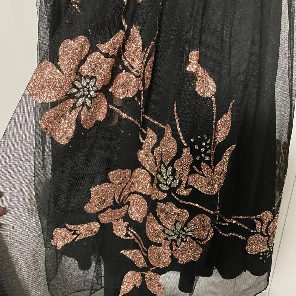 Trixxi black with bottom as rose gold with sparkly floral dress Black Size undefined - Image 2