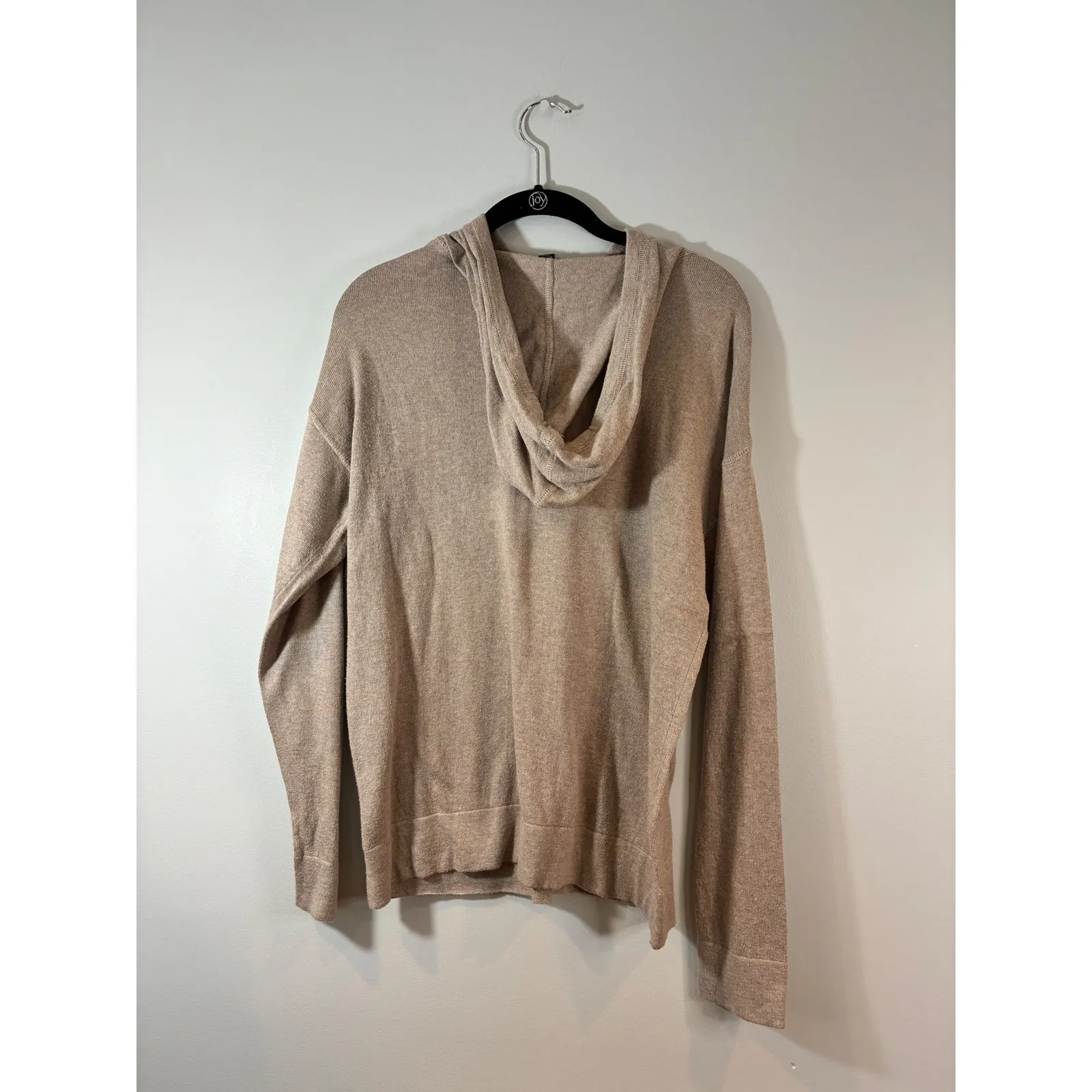 Hilary Radley Sweater Womens Small Tan Soft Hooded Pullover Hoodie Drawstring - Image 3